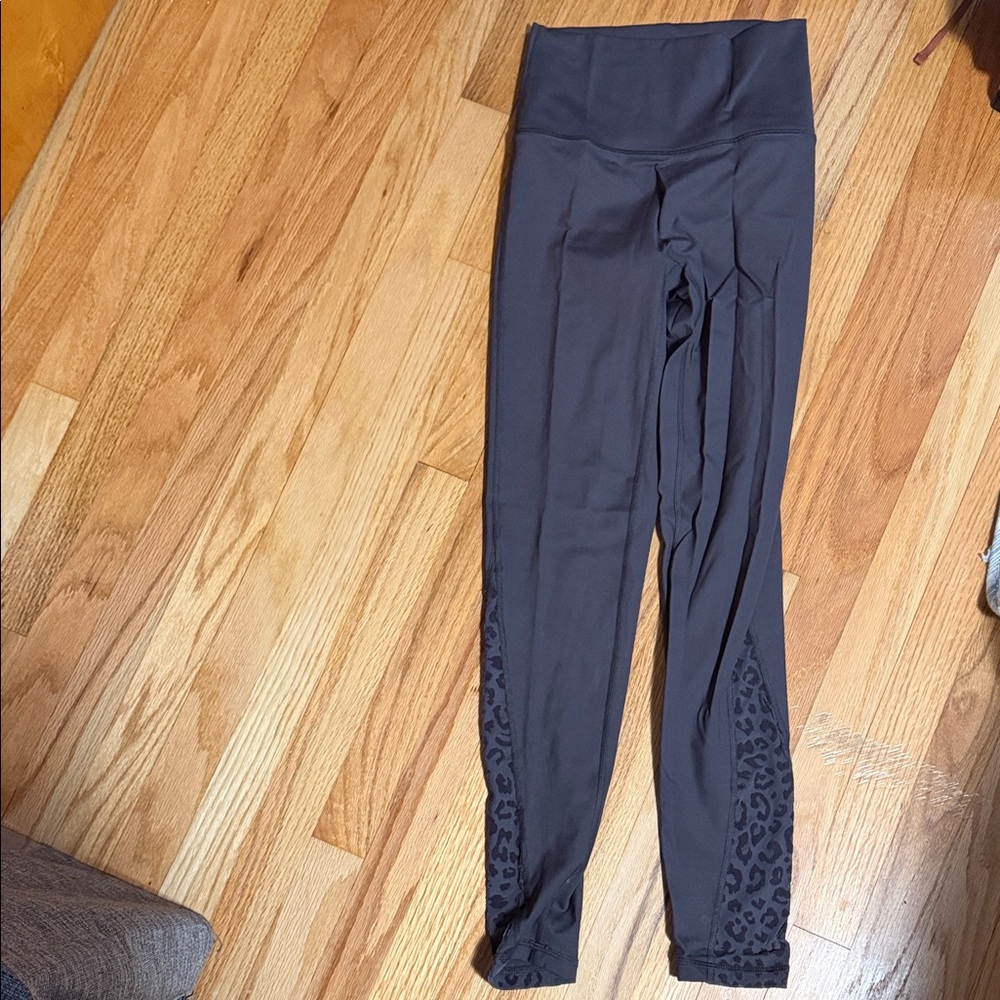 Aerie Black Leggings with Leopard Detail